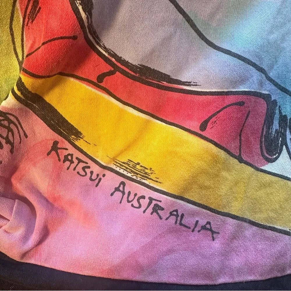 Katsui Studio Australia Hand-Painted Canvas‎ Tote Bag Blue Yellow Red Koala Art